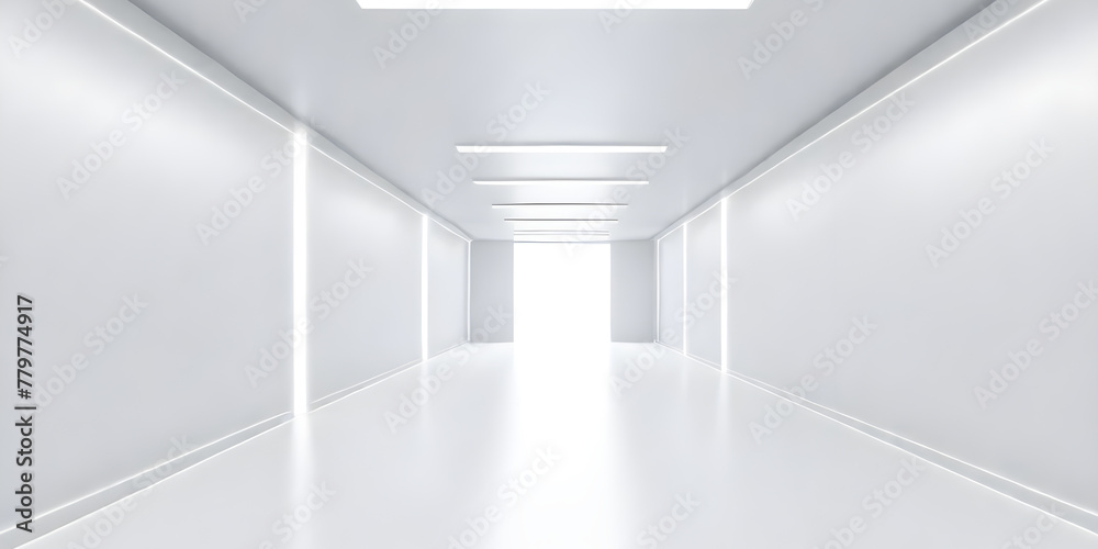 A minimalist room with white walls and bright lights, devoid of furniture or decoration A minimalist room with white walls and bright lights, devoid of furniture or decoration
