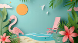 Summer Holidays, Paper Craft Flamingo and Beach Chair Under the Sun