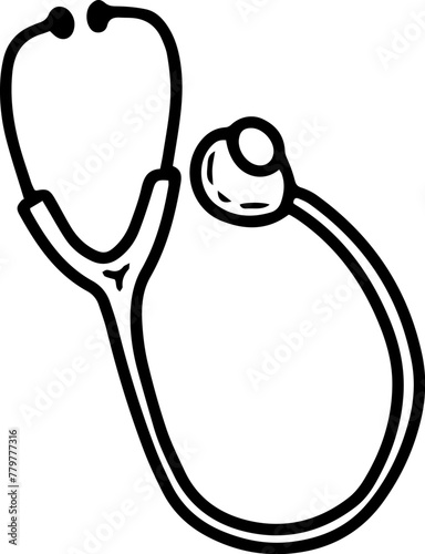 Doodle stethoscope icon. Sketch medical health care vector illustration