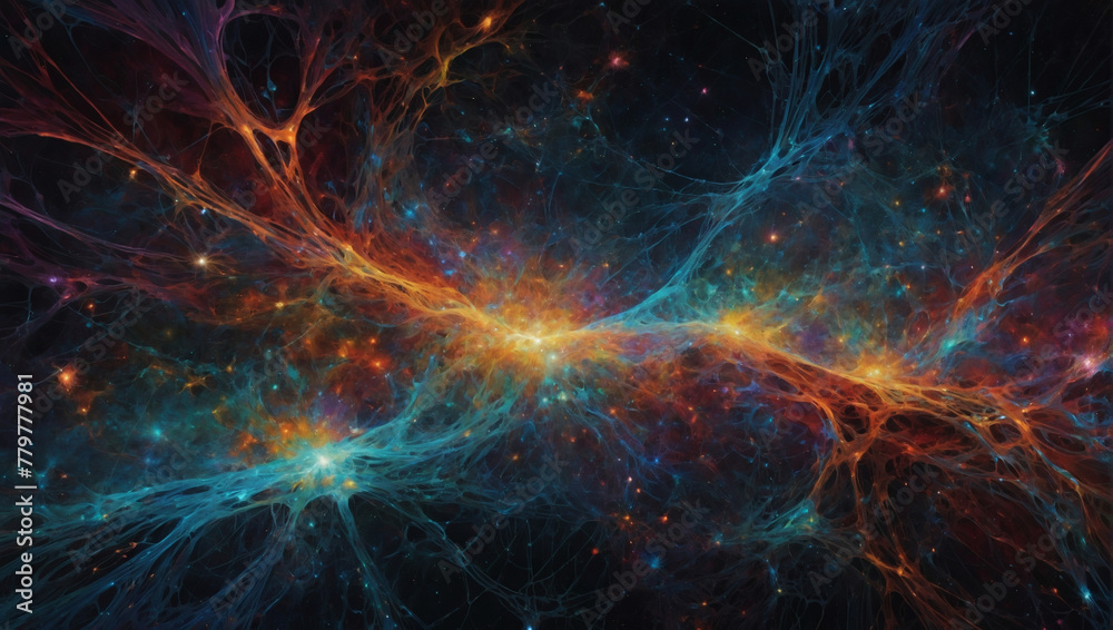 In the depths of the cosmos, a cosmic neural network glimmers with opulence.