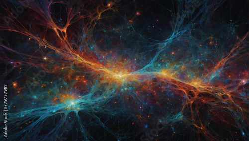 In the depths of the cosmos, a cosmic neural network glimmers with opulence. photo