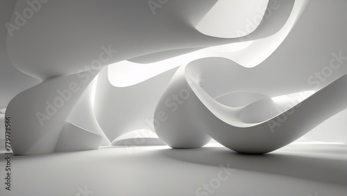 abstract  layered pattern of smooth  undulating white shapes resembling waves or dunes  creating a minimalist and serene composition