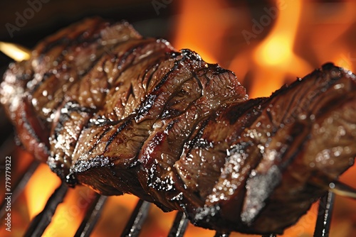 BBQ grill hosting a magnificent picanha the heat drawing out its delectable juices and savory taste