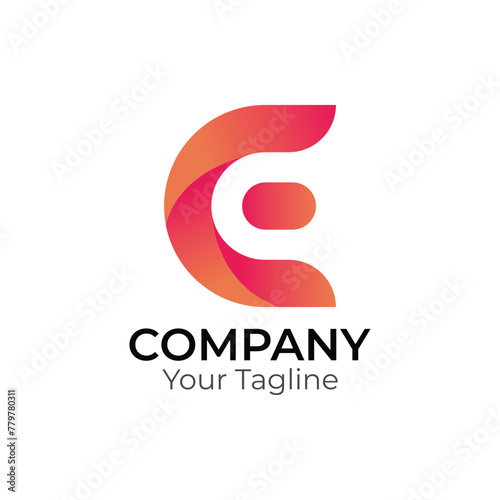 Free Download E abstract typography 3d colorful letter logo design template - GFXLoad
