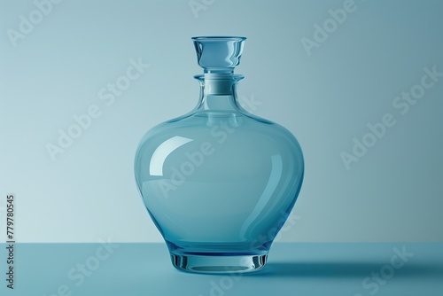 A blue mockup liquid bottle ob a blue background