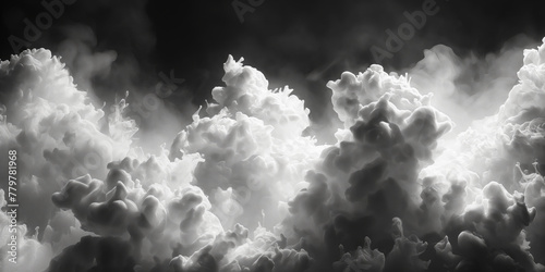 Tintenwolken in Schwarz und Weiß auf dunklem Hintergrund