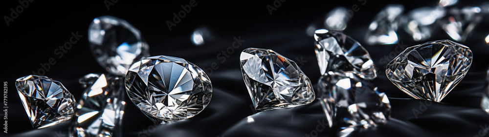 Exquisite Diamonds Captured in High Definition on a Black Surface Exquisite Diamonds Captured in High Definition on a Black Surface