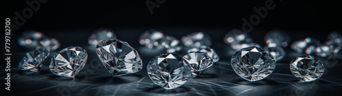 Luxurious Loose Diamonds on Dark Surface  High-Resolution Image