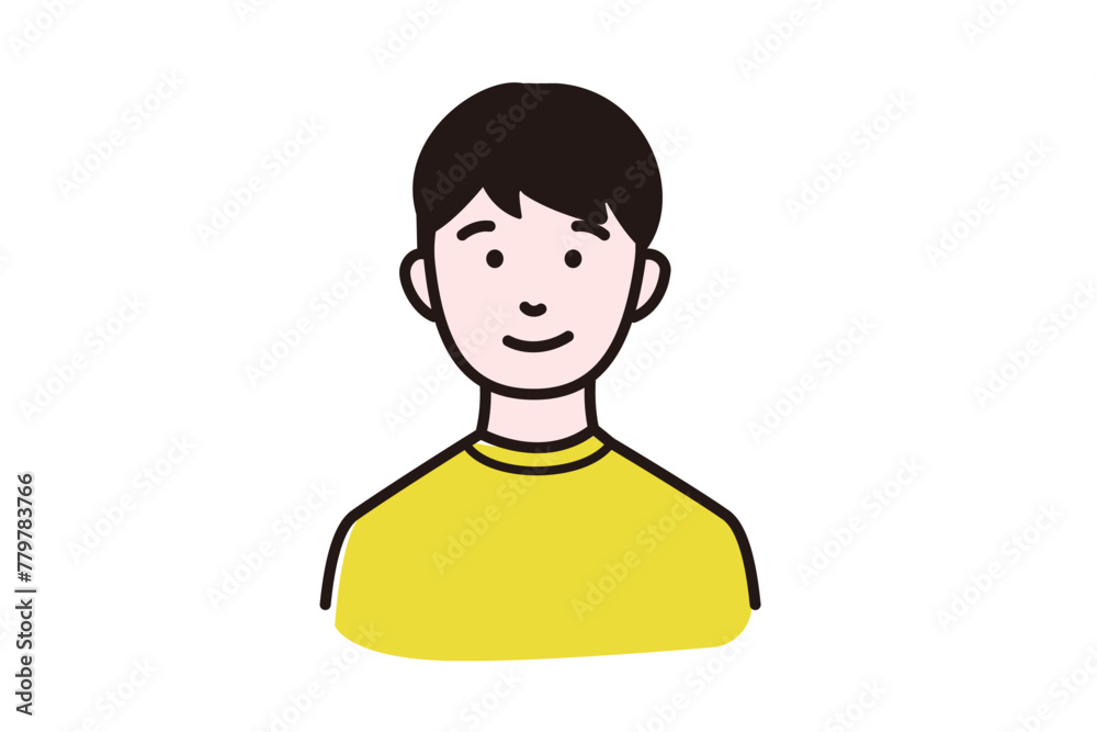 黄色い服の笑顔の男性　上半身
