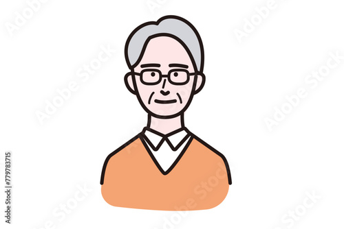 ほほえむメガネをかけた男性 上半身