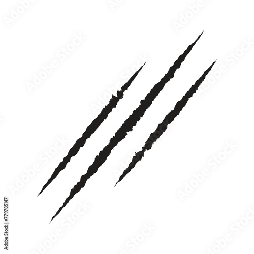 Scratches from animal or wolverine, claws three black scratches.
