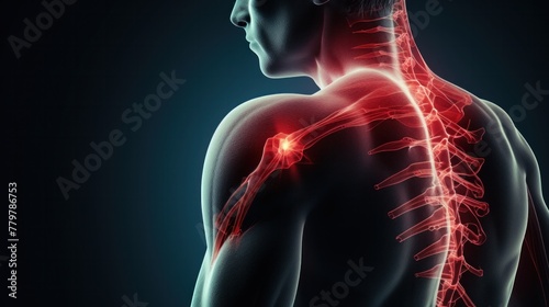 X-ray charcoal image Shoulder pain in the shoulder area medical illustration format