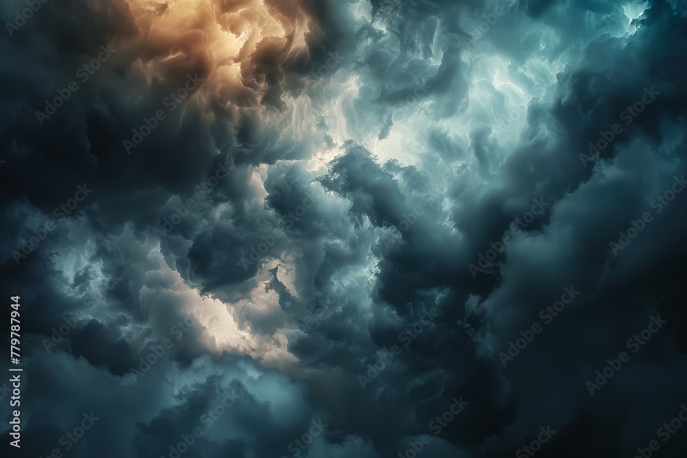 An abstract representation of a stormy sky with dark clouds and lightning bolts. An abstract representation of a stormy sky with dark clouds and lightning bolts.
