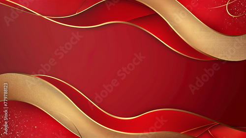Abstract luxury red gold background. Modern golden line wave design template. Generative Ai
