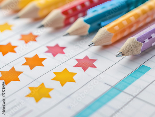 Close-up of a checklist with feedback scores, emphasizing the role of customer ratings in assessing business quality