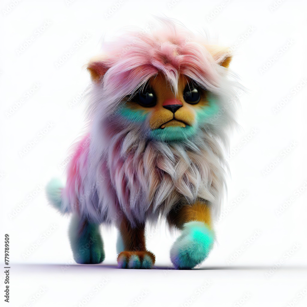 Obraz premium furry forest animal with beautiful colors and white background. with Generative AI technology 