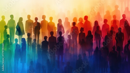 Silhouettes of people from different generations as population concept.