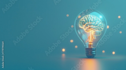 Creative brain in light bulb shape with ideas or brainstorming