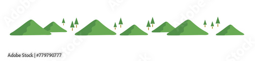 緑の山並みのシンプルな罫線