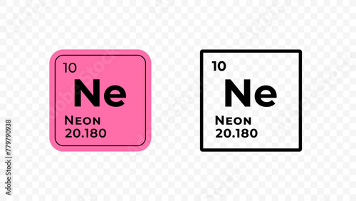 Neon, chemical element of the periodic table vector design