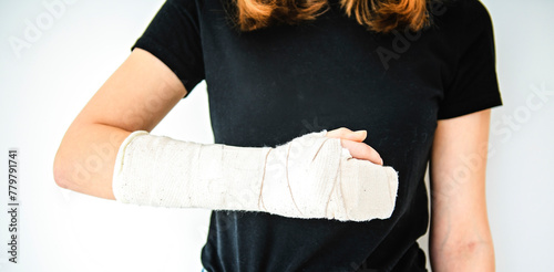 injury hand and arm isolated on white background