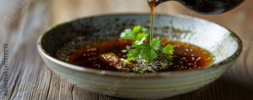 Ponzu sauce delicately drizzled photo