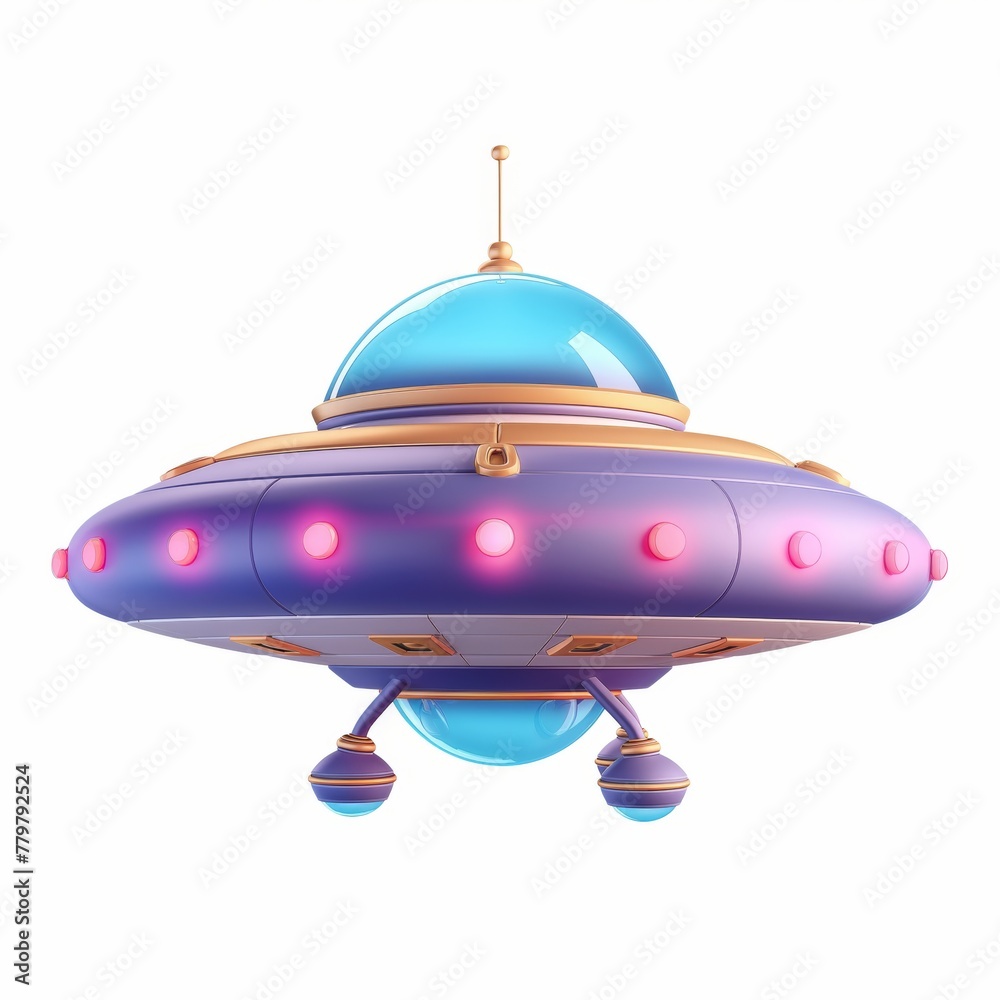 UFOs. Unidentified flying object. Fantasy cartoon style, 3 D, realistic ship for the game's user interface. 3d vector illustration, UFOs. Unidentified flying object. Fantasy cartoon style, 3 D, realistic ship for the game's user interface. 3d vector illustration,