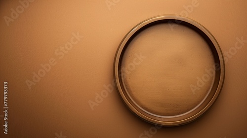 Vintage oval picture frame on a textured orange-brown wall