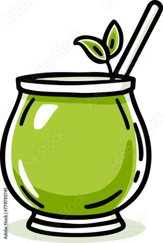 A simple flat illustration of a mate cup and bombilla (metal straw), symbolizing the Argentine tradition of sharing mate