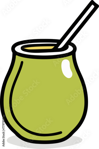 A simple flat illustration of a mate cup and bombilla (metal straw), symbolizing the Argentine tradition of sharing mate