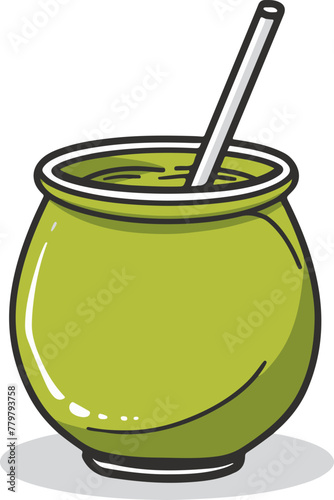 A simple flat illustration of a mate cup and bombilla (metal straw), symbolizing the Argentine tradition of sharing mate