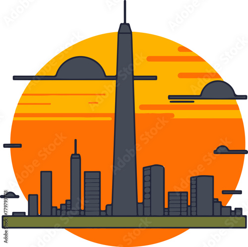 A simple flat illustration of the Buenos Aires skyline with the Obelisco