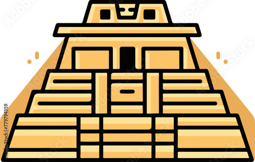 Simplified illustration of an ancient pyramid structure, representing historical sites and architectural wonders.