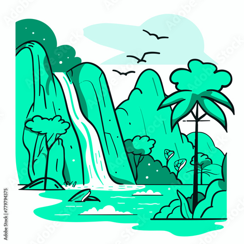 A simple flat illustration of the Madidi National Park, one of the most biodiverse areas in the world