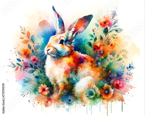 Watercolor Painting of a Rabbit