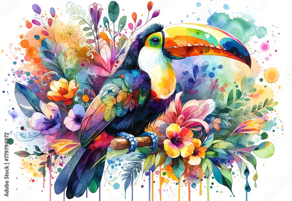 Fototapeta premium Watercolor Painting of Toucan