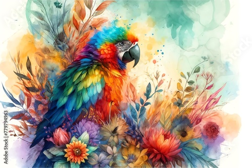 Watercolor Painting of Parrot