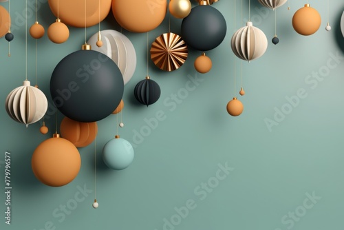 Background with glass and paper balls. 
