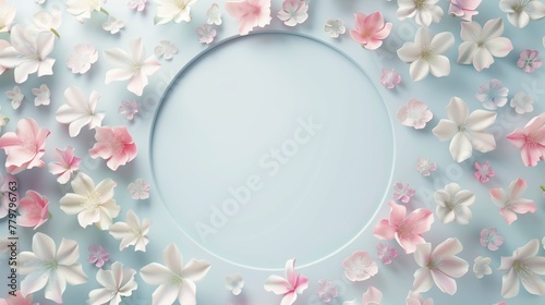 Elegant pastel floral background with central copy space for design
