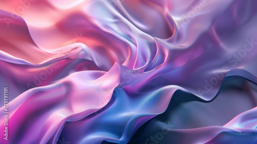 A colorful, flowing piece of fabric with a purple and blue hue