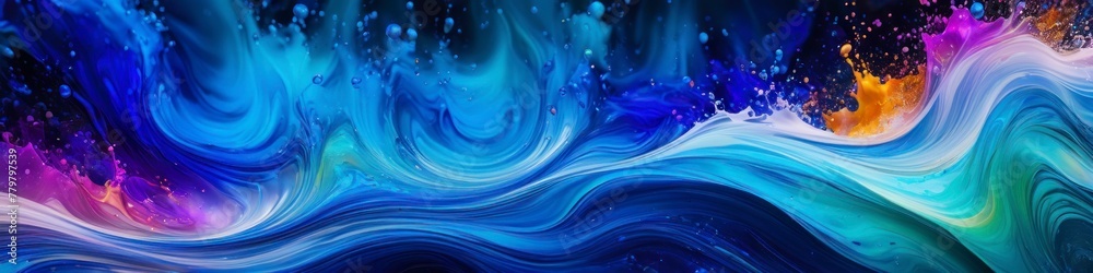 Abstract illustration bright multicolored waves on dark background, background for design, space for text. Abstract illustration bright multicolored waves on dark background, background for design, space for text.