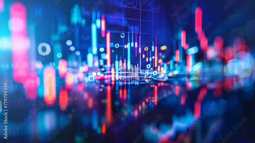 A colorful graph with red and blue lines. The graph is abstract and has a futuristic feel to it A colorful graph with red and blue lines. The graph is abstract and has a futuristic feel to it