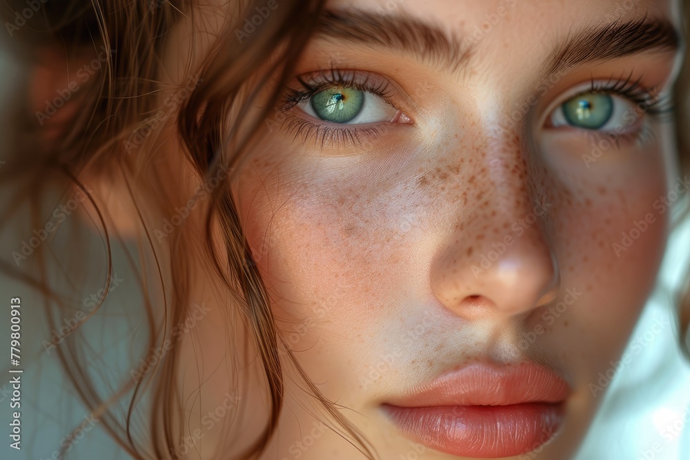 Mesmerizing Beauty: Close-Up Portrait in Studio Mesmerizing Beauty: Close-Up Portrait in Studio