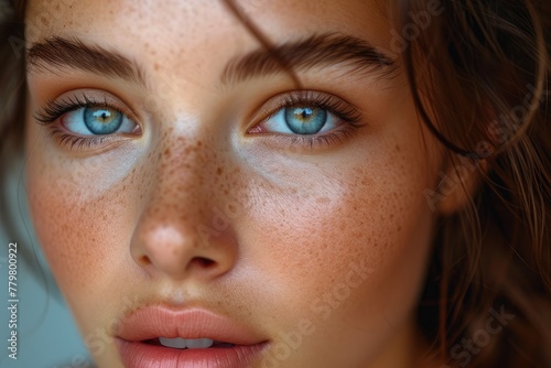 Studio Perfection: Close-Up of Model's Face