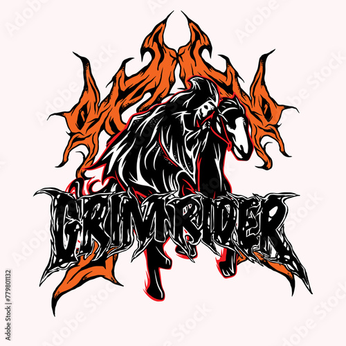 grim reaper riding a horse illustration