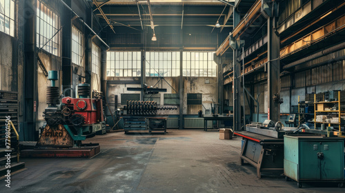 The interior of a metalworking workshop within a contemporary industrial facility.