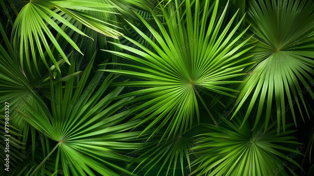 Vibrant green tropical palm leaves filling the entire frame Vibrant green tropical palm leaves filling the entire frame