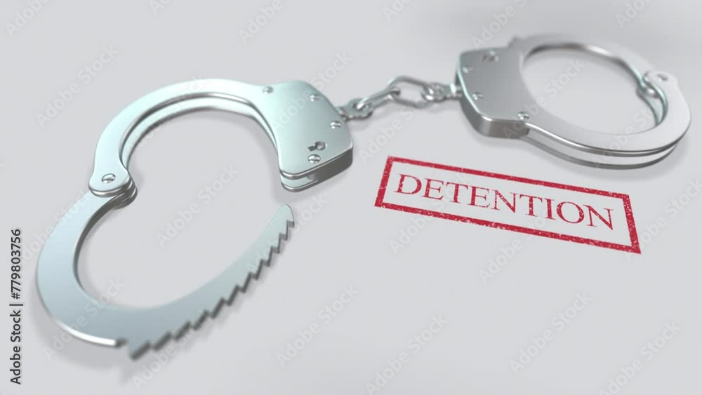 Detention Word and Handcuffs 3D Animation Detention Word and Handcuffs 3D Animation