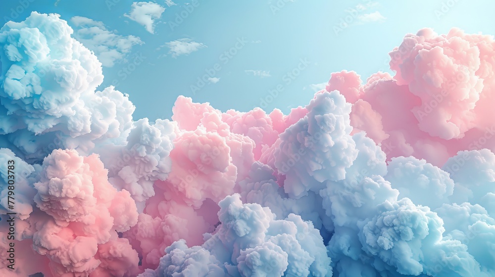 Fototapeta premium A 3D illustration featuring cloud formations arranged in geometric patterns