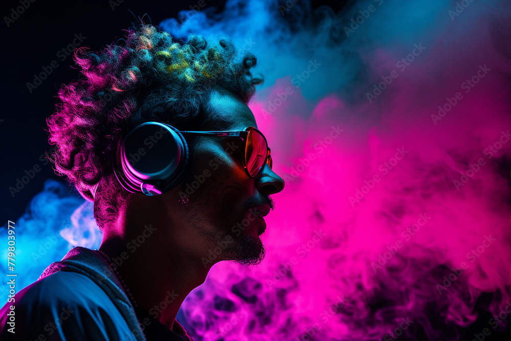 Nice deejay in da club turning dance music nightlife youth party entertainment Generative AI image Nice deejay in da club turning dance music nightlife youth party entertainment Generative AI image
